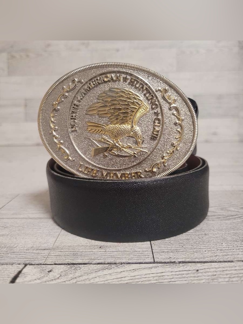 Men's North American Hunting Club Black Leather Western Cowboy Belt Size 38